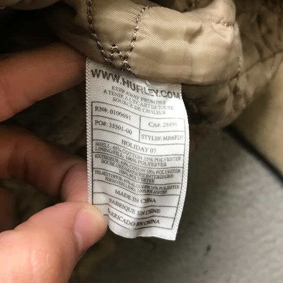 Vintage Y2K Hurley Lined Harrington Heavy Twill Work Jacket Mens XL Zip Khaki - Picture 10 of 12